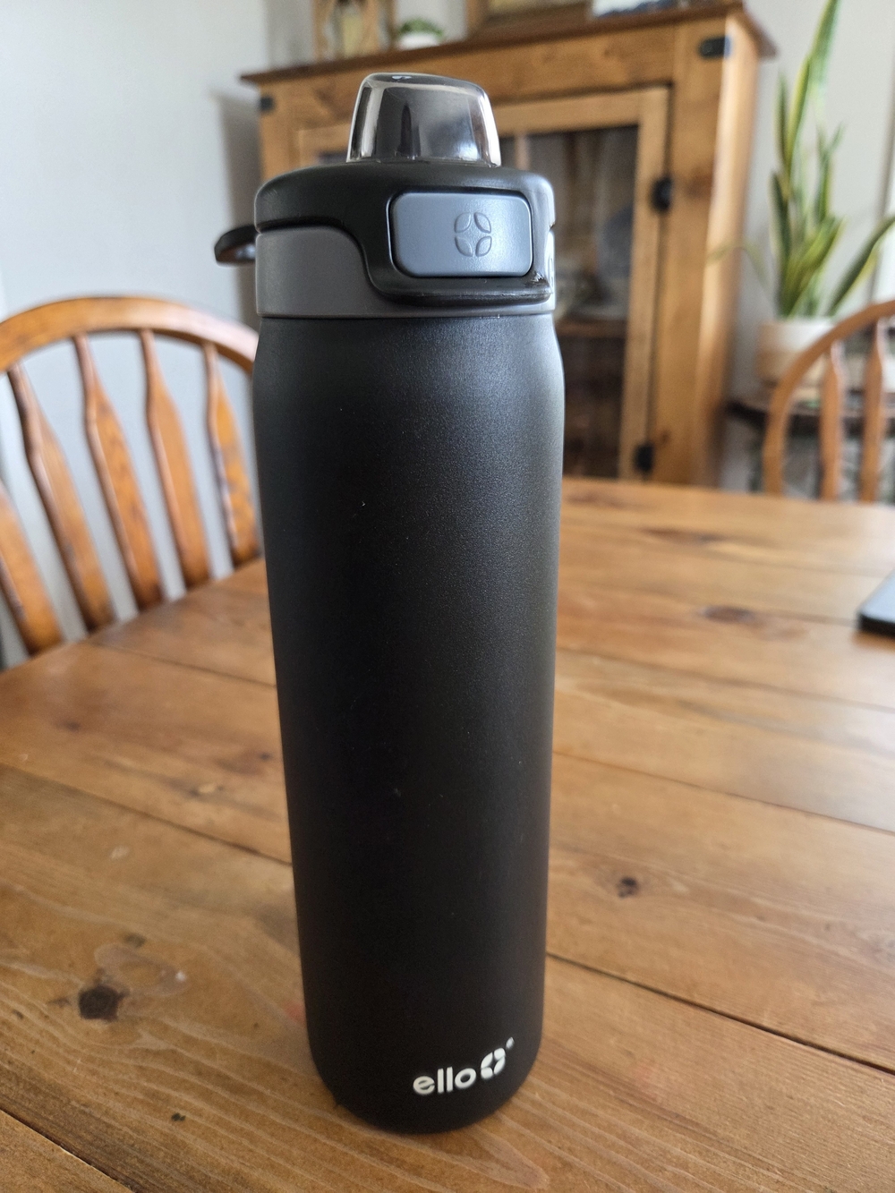 ello Black Stainless Steel Water Bottle with Flip Straw Lid